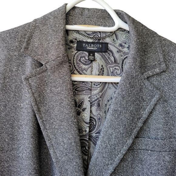 Talbots grey wool blend tweed jacket blazer 2-button single-breasted lined 12 - Picture 8 of 16